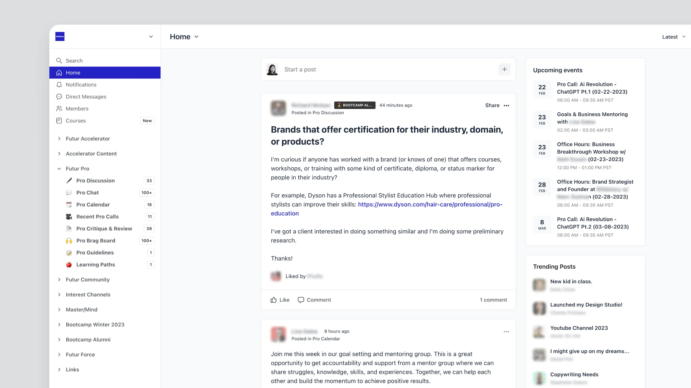 Screenshot of The Futur's Circle community home page