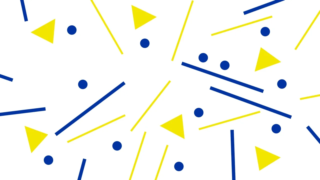 Animated clip of a group of many different shapes rearranging themselves into neat stacks